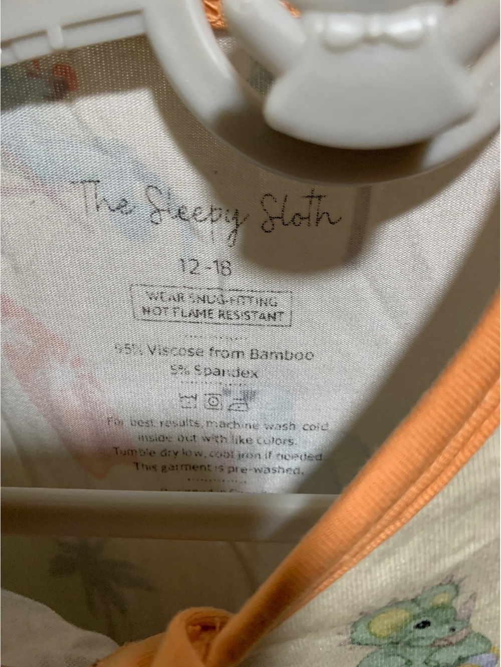 The Sleepy Sloth Baby 12-18 Months Bamboo Viscose Pajamas with Grippers - Picture 3 of 5
